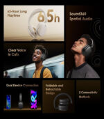 Oraimo BoomPop Lite Wireless Headphones ENC Over-Ear Spatial Audio - Black - Image 4