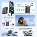 Oraimo PowerNova L11 Power Bank 10000mAh 22.5W Fast Charging Built-In Cable - Blue - Image 3